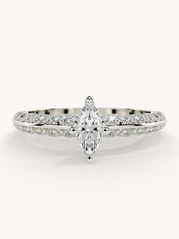 Valanova - Sterling Silver Plated with White Gold and Certified Lab Grown Diamond 0.94Cts Ring