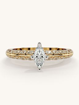 Valanova - Sterling Silver Plated with Yellow Gold and Certified Lab Grown Diamond 0.94Cts Ring