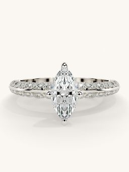 Valanova - Sterling Silver Plated with White Gold and Certified Lab Grown Diamond 1.19Cts Ring