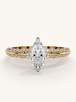 Valanova - Sterling Silver Plated with Yellow Gold and Certified Lab Grown Diamond 1.19Cts Ring