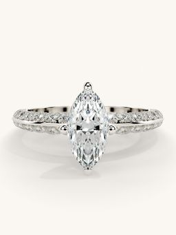 Valanova - Sterling Silver Plated with White Gold and Certified Lab Grown Diamond 1.44Cts Ring