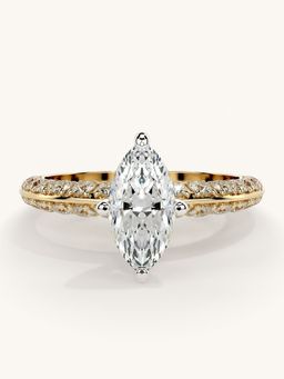 Valanova - Sterling Silver Plated with Yellow Gold and Certified Lab Grown Diamond 1.44Cts Ring