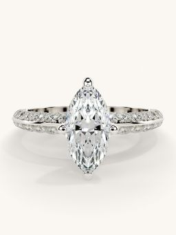 Valanova - Sterling Silver Plated with White Gold and Certified Lab Grown Diamond 1.69Cts Ring