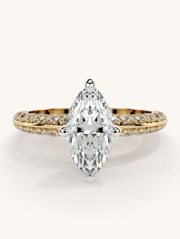 Valanova - Sterling Silver Plated with Yellow Gold and Certified Lab Grown Diamond 1.69Cts Ring