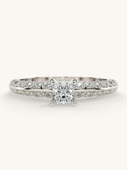 Valanova - Sterling Silver Plated with White Gold and Certified Lab Grown Diamond 0.94Cts Ring