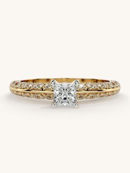 Valanova - Sterling Silver Plated with Yellow Gold and Certified Lab Grown Diamond 0.94Cts Ring