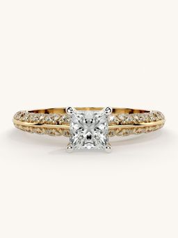 Valanova - Sterling Silver Plated with Yellow Gold and Certified Lab Grown Diamond 1.19Cts Ring