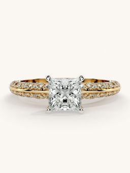 Valanova - Sterling Silver Plated with Yellow Gold and Certified Lab Grown Diamond 1.44Cts Ring