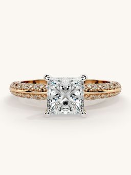Valanova - Sterling Silver Plated with Rose Gold and Certified Lab Grown Diamond 1.69Cts Ring