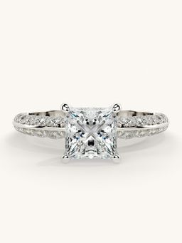 Valanova - Sterling Silver Plated with White Gold and Certified Lab Grown Diamond 1.69Cts Ring