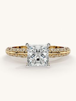Valanova - Sterling Silver Plated with Yellow Gold and Certified Lab Grown Diamond 1.69Cts Ring