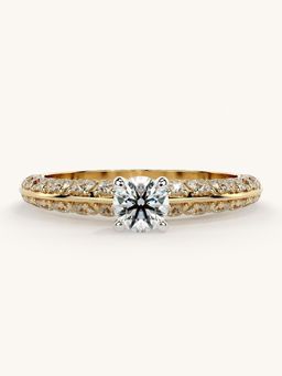 Valanova - Sterling Silver Plated with Yellow Gold and Certified Lab Grown Diamond 0.94Cts Ring
