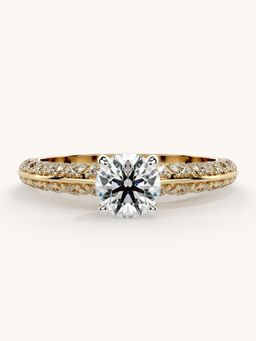 Valanova - Sterling Silver Plated with Yellow Gold and Certified Lab Grown Diamond 1.19Cts Ring