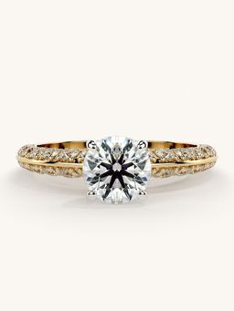 Valanova - Sterling Silver Plated with Yellow Gold and Certified Lab Grown Diamond 1.44Cts Ring