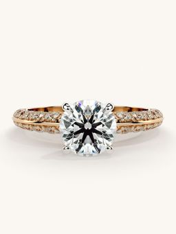 Valanova - Sterling Silver Plated with Rose Gold and Certified Lab Grown Diamond 1.69Cts Ring