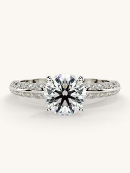 Valanova - Sterling Silver Plated with White Gold and Certified Lab Grown Diamond 1.69Cts Ring