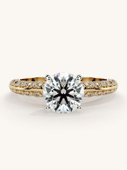 Valanova - Sterling Silver Plated with Yellow Gold and Certified Lab Grown Diamond 1.69Cts Ring