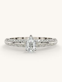 Valanova - Sterling Silver Plated with White Gold and Certified Lab Grown Diamond 0.94Cts Ring