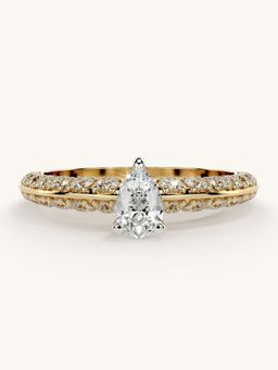 Valanova - Sterling Silver Plated with Yellow Gold and Certified Lab Grown Diamond 0.94Cts Ring