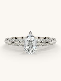 Valanova - Sterling Silver Plated with White Gold and Certified Lab Grown Diamond 1.19Cts Ring