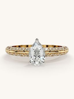 Valanova - Sterling Silver Plated with Yellow Gold and Certified Lab Grown Diamond 1.19Cts Ring