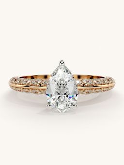Valanova - Sterling Silver Plated with Rose Gold and Certified Lab Grown Diamond 1.44Cts Ring