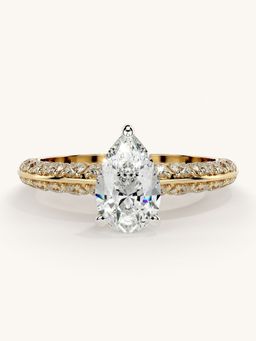 Valanova - Sterling Silver Plated with Yellow Gold and Certified Lab Grown Diamond 1.44Cts Ring