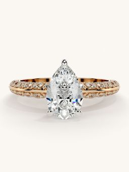 Valanova - Sterling Silver Plated with Rose Gold and Certified Lab Grown Diamond 1.69Cts Ring