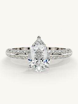 Valanova - Sterling Silver Plated with White Gold and Certified Lab Grown Diamond 1.69Cts Ring