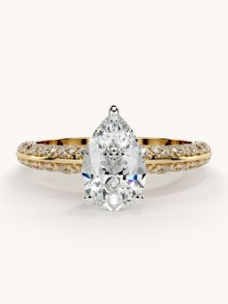 Valanova - Sterling Silver Plated with Yellow Gold and Certified Lab Grown Diamond 1.69Cts Ring