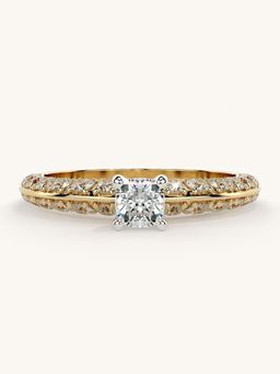Valanova - Sterling Silver Plated with Yellow Gold and Certified Lab Grown Diamond 0.94Cts Ring