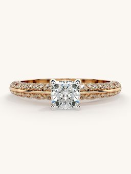 Valanova - Sterling Silver Plated with Rose Gold and Certified Lab Grown Diamond 1.19Cts Ring
