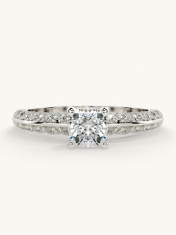 Valanova - Sterling Silver Plated with White Gold and Certified Lab Grown Diamond 1.19Cts Ring