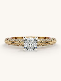 Valanova - Sterling Silver Plated with Yellow Gold and Certified Lab Grown Diamond 1.19Cts Ring