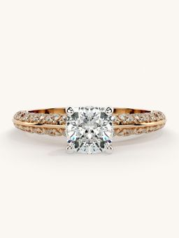 Valanova - Sterling Silver Plated with Rose Gold and Certified Lab Grown Diamond 1.44Cts Ring