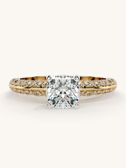 Valanova - Sterling Silver Plated with Yellow Gold and Certified Lab Grown Diamond 1.44Cts Ring