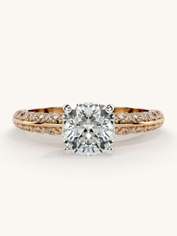 Valanova - Sterling Silver Plated with Rose Gold and Certified Lab Grown Diamond 1.69Cts Ring
