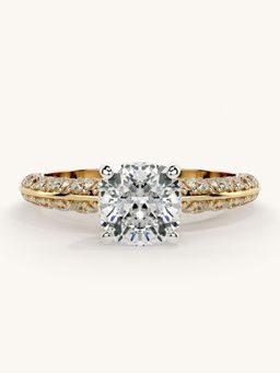 Valanova - Sterling Silver Plated with Yellow Gold and Certified Lab Grown Diamond 1.69Cts Ring