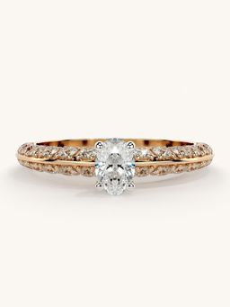 Valanova - Sterling Silver Plated with Rose Gold and Certified Lab Grown Diamond 0.94Cts Ring
