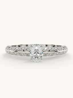 Valanova - Sterling Silver Plated with White Gold and Certified Lab Grown Diamond 0.94Cts Ring