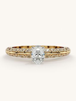 Valanova - Sterling Silver Plated with Yellow Gold and Certified Lab Grown Diamond 0.94Cts Ring