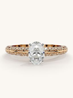Valanova - Sterling Silver Plated with Rose Gold and Certified Lab Grown Diamond 1.19Cts Ring
