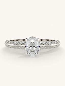 Valanova - Sterling Silver Plated with White Gold and Certified Lab Grown Diamond 1.19Cts Ring