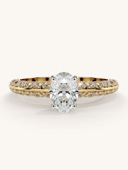 Valanova - Sterling Silver Plated with Yellow Gold and Certified Lab Grown Diamond 1.19Cts Ring