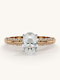 Valanova - Sterling Silver Plated with Rose Gold and Certified Lab Grown Diamond 1.44Cts Ring