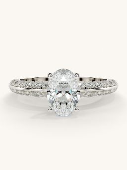 Valanova - Sterling Silver Plated with White Gold and Certified Lab Grown Diamond 1.44Cts Ring