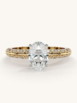 Valanova - Sterling Silver Plated with Yellow Gold and Certified Lab Grown Diamond 1.44Cts Ring