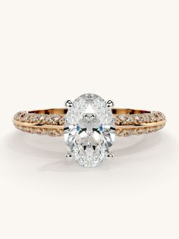 Valanova - Sterling Silver Plated with Rose Gold and Certified Lab Grown Diamond 1.69Cts Ring