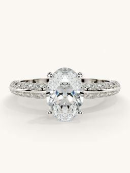 Valanova - Sterling Silver Plated with White Gold and Certified Lab Grown Diamond 1.69Cts Ring