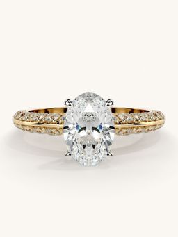 Valanova - Sterling Silver Plated with Yellow Gold and Certified Lab Grown Diamond 1.69Cts Ring